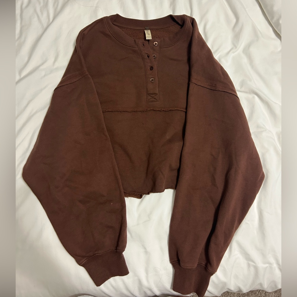 Brown Henley Sweatshirt